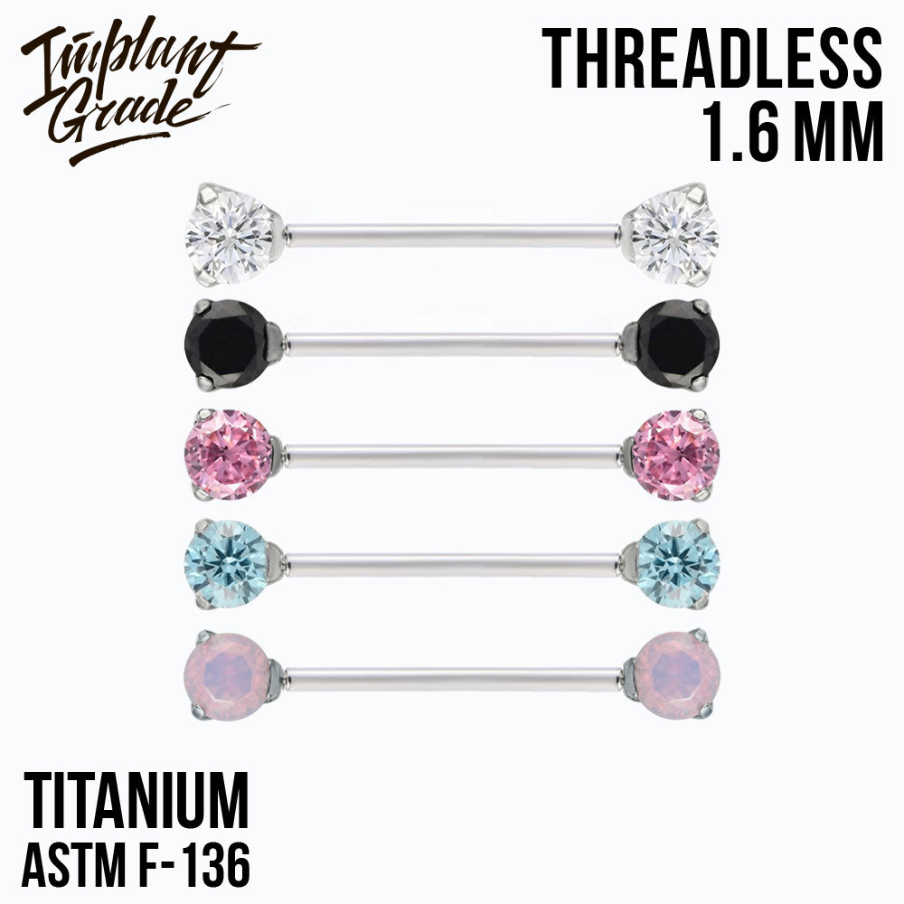 Threadless CZ Nipple Bar 1.6 (16 G)