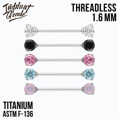 Threadless CZ Nipple Bar 1.6 (16 G)
