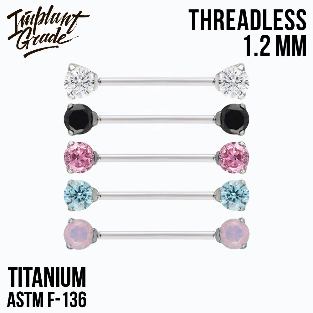 Threadless CZ Nipple Bar 1.2 (16 G)