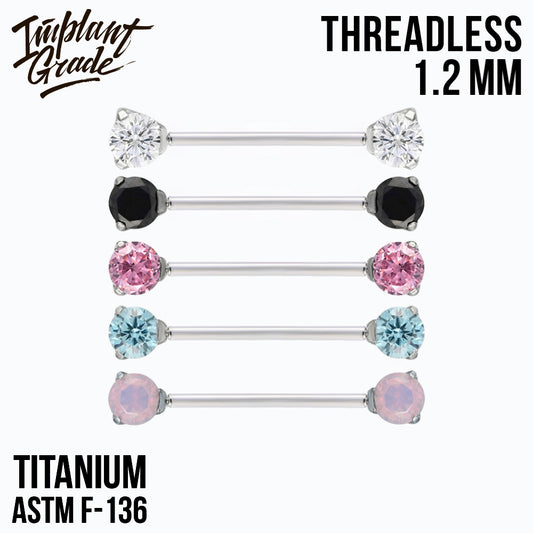 Threadless CZ Nipple Bar 1.2 (16 G)