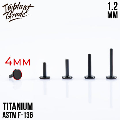 Black labret post 1.2 (16 G) base 4 mm