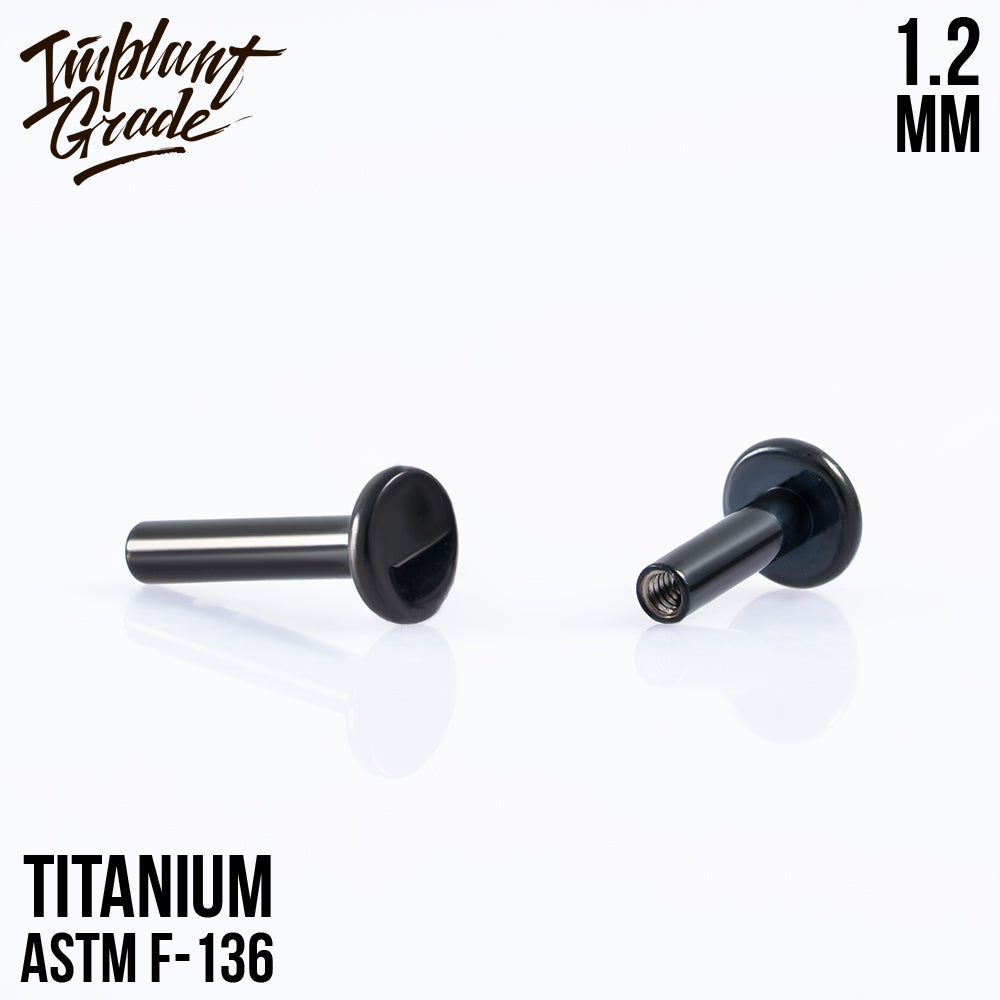 Black labret post 1.2 (16 G) base 4 mm