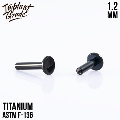 Black labret post 1.2 (16 G) base 4 mm