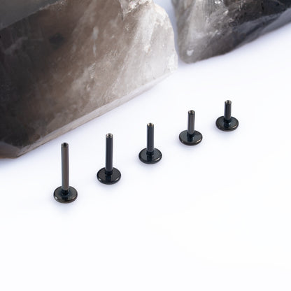 Black labret post 1.2 (16 G) base 4 mm