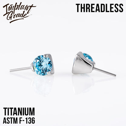 Threadless prong set CZ top