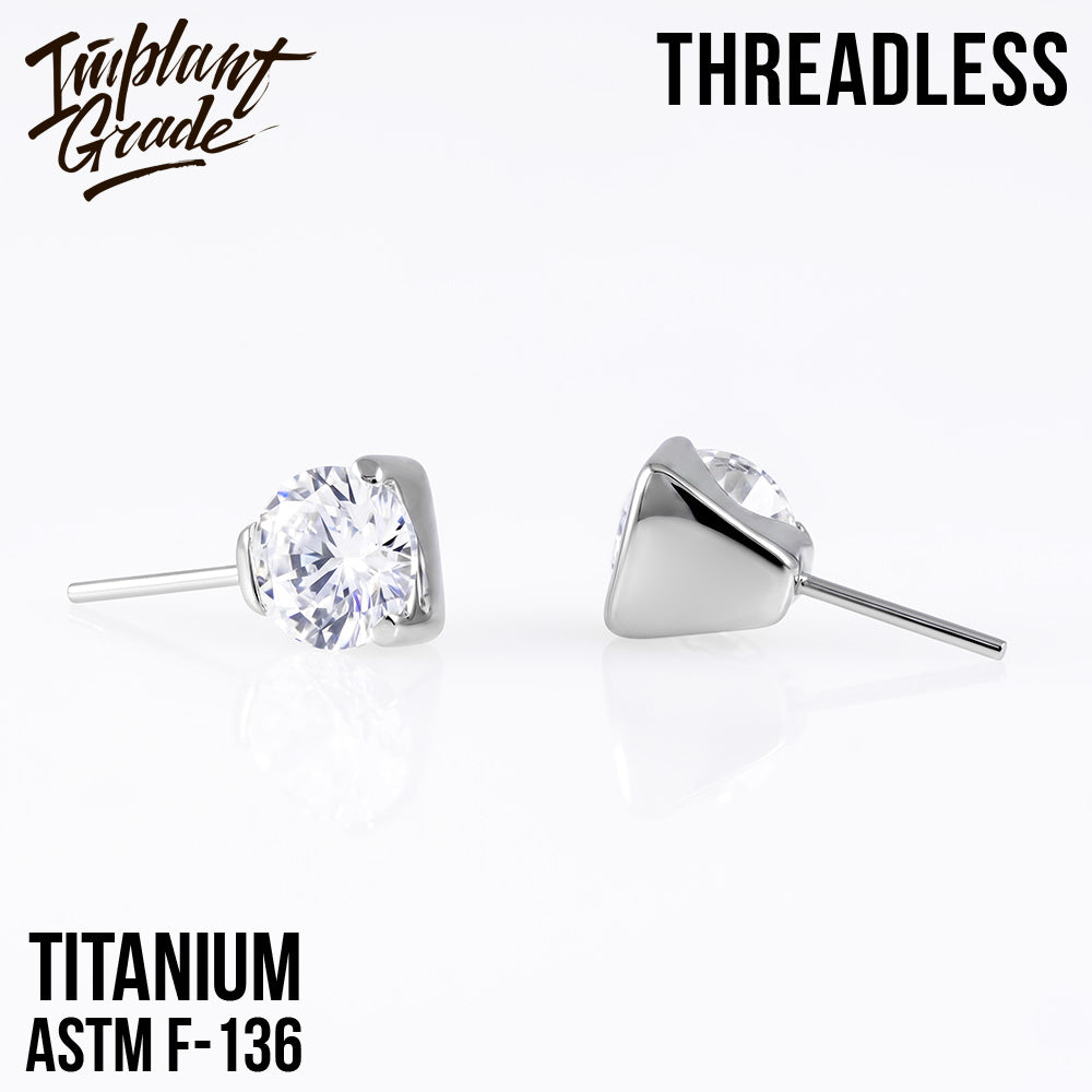 Threadless prong set CZ top