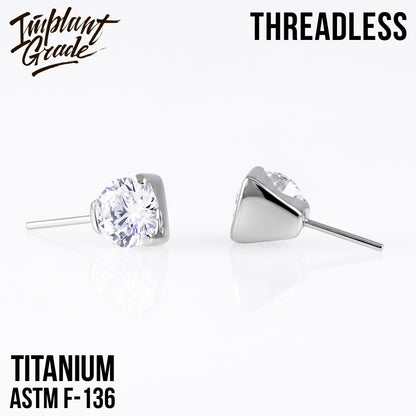 Threadless prong set CZ top