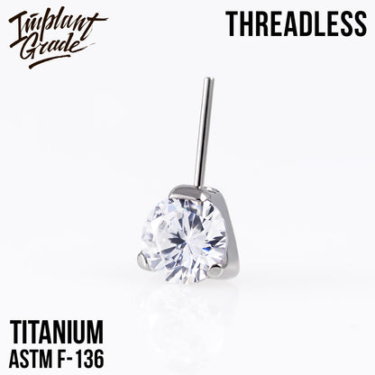 Threadless prong set CZ top