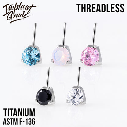 Threadless prong set CZ top