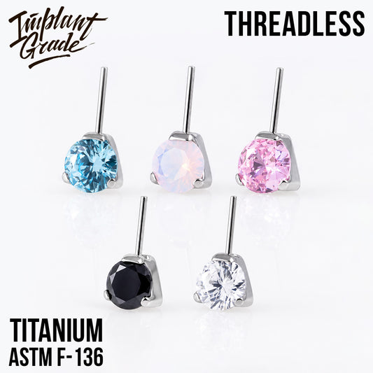 Threadless prong set CZ top