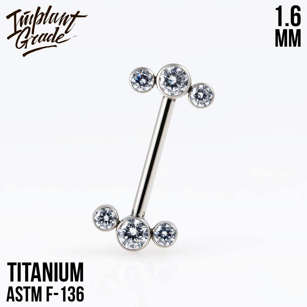 Threadless 3 Stones Nipple Bar 1.6 (14 G)