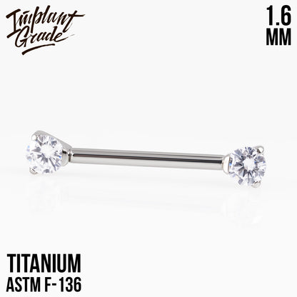 Threadless CZ Nipple Bar 1.6 (16 G)
