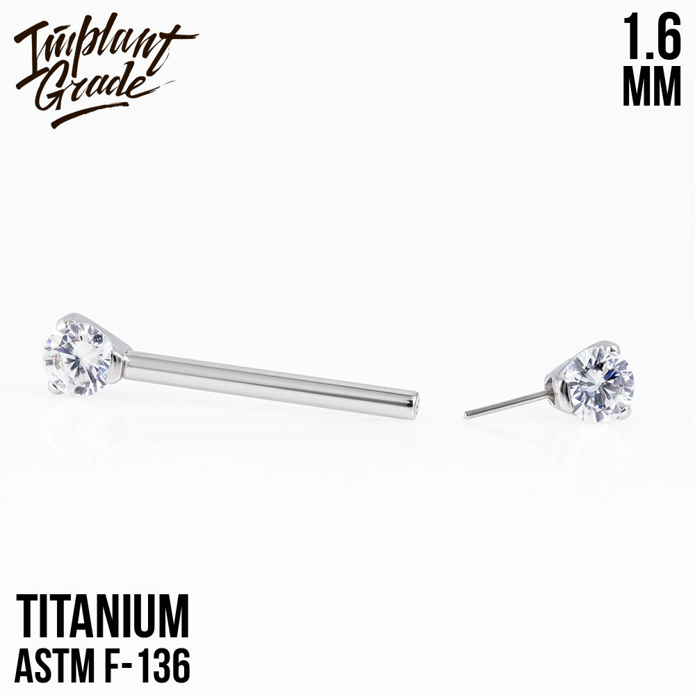 Threadless CZ Nipple Bar 1.6 (16 G)