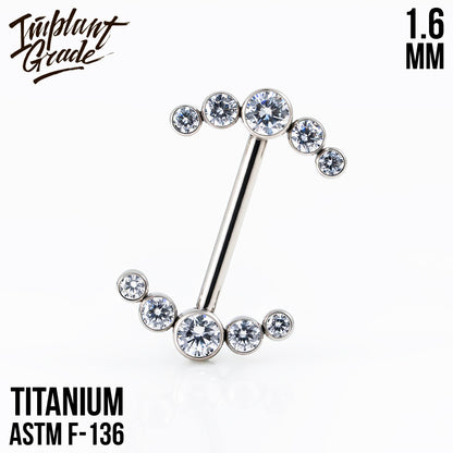 Threadless 5 Stone Nipple Bar 1.6 (14 G)