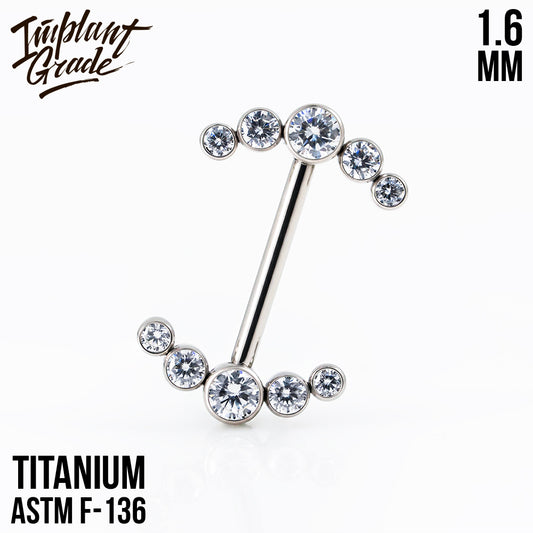Threadless 5 Stone Nipple Bar 1.6 (14 G)