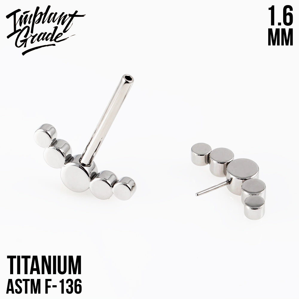 Threadless 5 Stone Nipple Bar 1.6 (14 G)