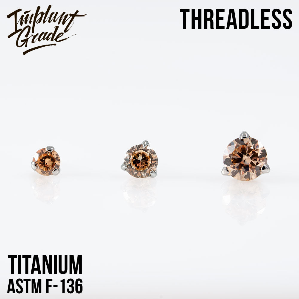 Threadless three prong set Champagne top