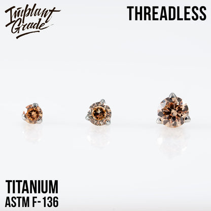 Threadless three prong set Champagne top