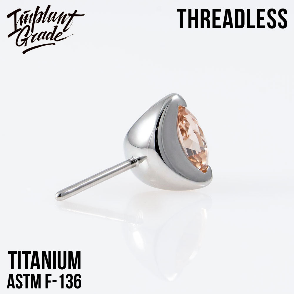 Threadless three prong set Champagne top