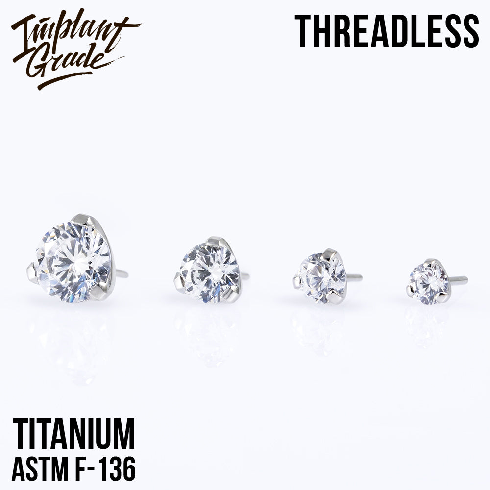 Threadless three prong set crystal top