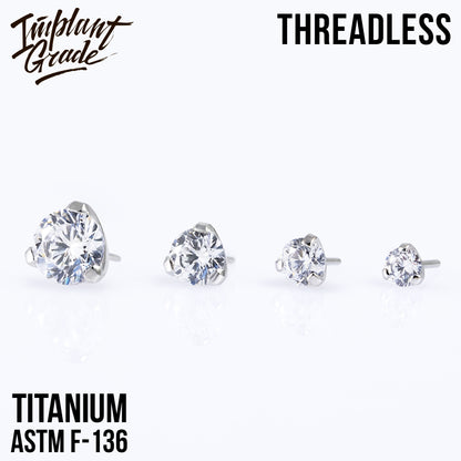 Threadless three prong set crystal top