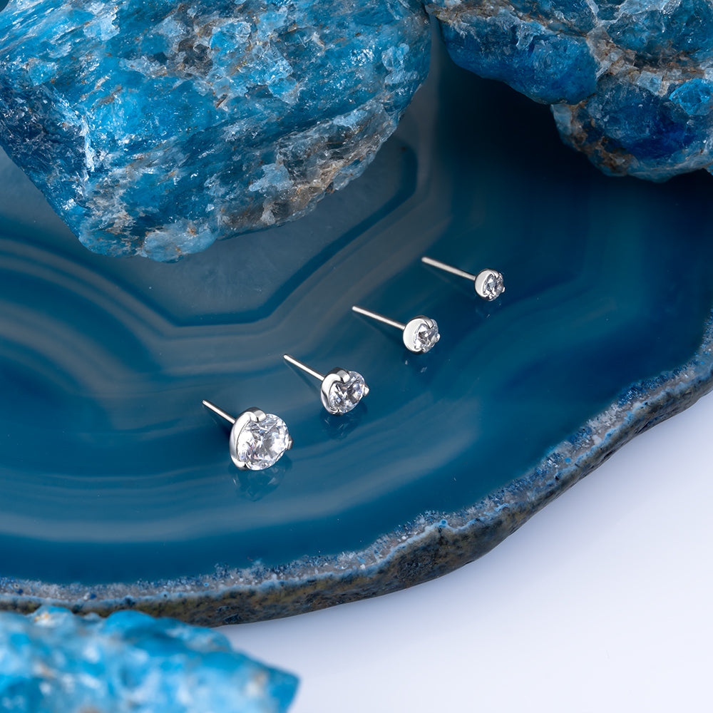 Threadless three prong set crystal top