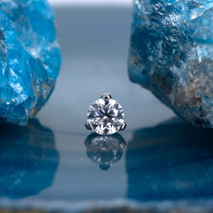 Threadless three prong set crystal top