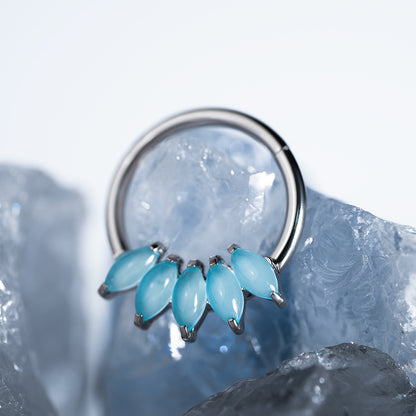 5 Stones Iris Moonstone Hinged Segment Ring 1.2 (16 G)