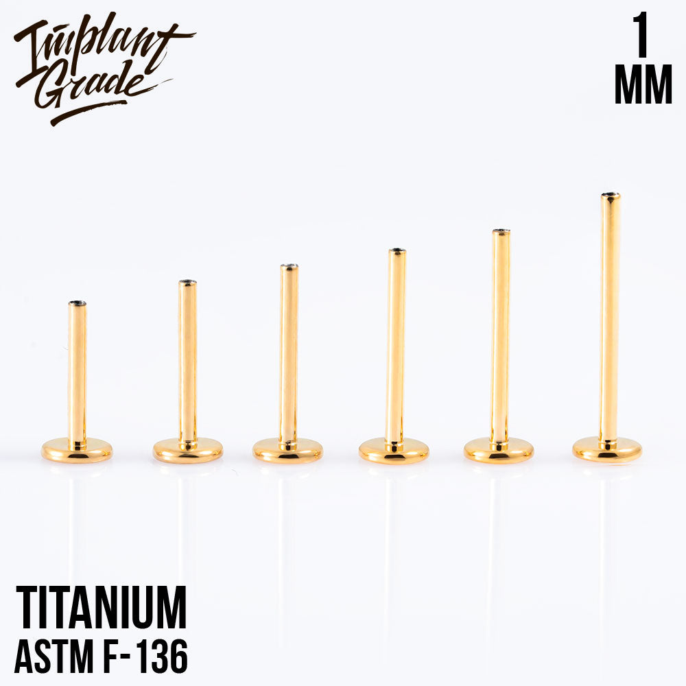 Gold Labret post 1 (18 G) base 4 mm