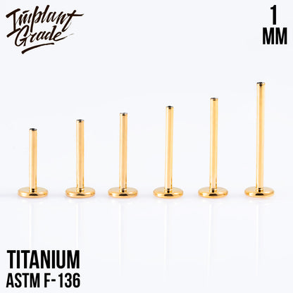 Gold Labret post 1 (18 G) base 4 mm