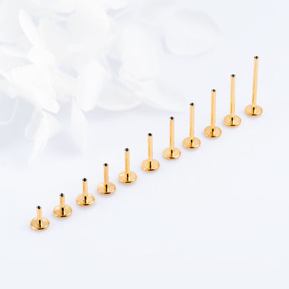 Gold Labret post 1 (18 G) base 4 mm