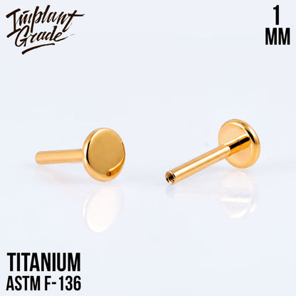 Gold Labret post 1 (18 G) base 4 mm