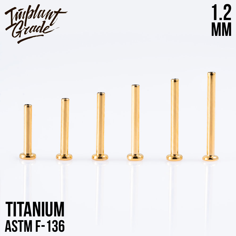 Labret post Gold MINI 1.2 (16 G) base 2.5 mm