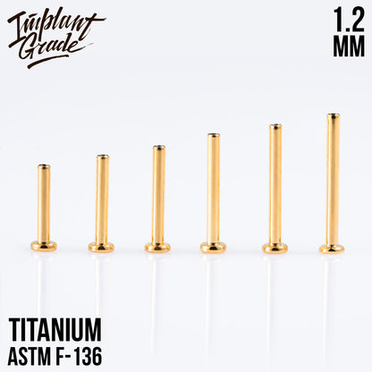 Labret post Gold MINI 1.2 (16 G) base 2.5 mm