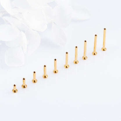 Labret post Gold MINI 1.2 (16 G) base 2.5 mm