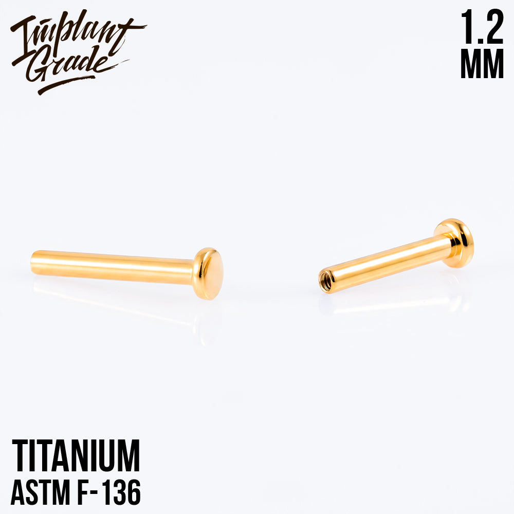 Labret post Gold MINI 1.2 (16 G) base 2.5 mm