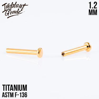Labret post Gold MINI 1.2 (16 G) base 2.5 mm