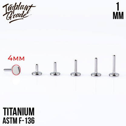 Labret post 1 (18 G) base 4 mm