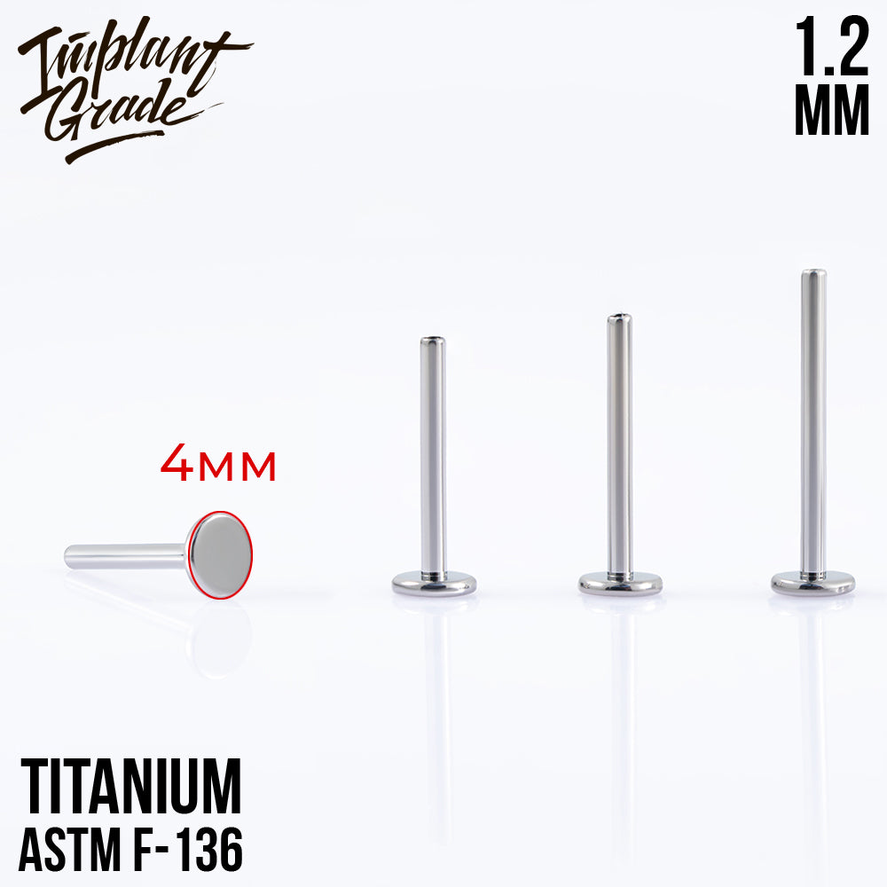 Labret post 1.2 (16 G) base 4 mm