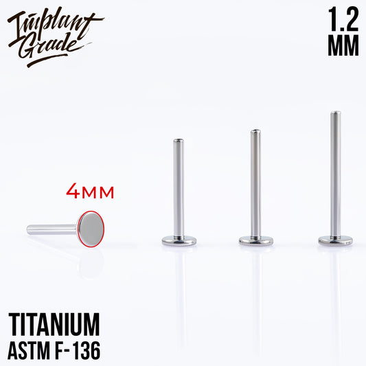 Labret post 1.2 (16 G) base 4 mm