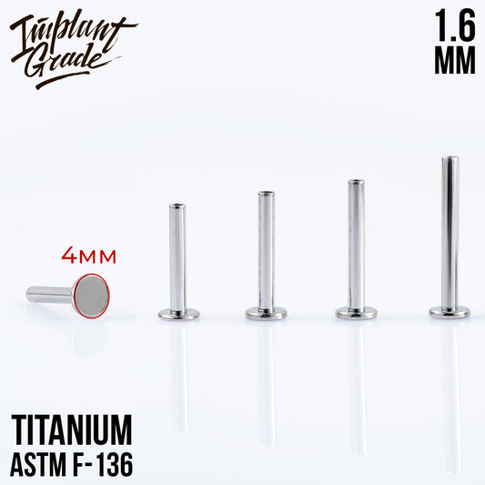 Labret post 1.6 (14 G) base 4 mm