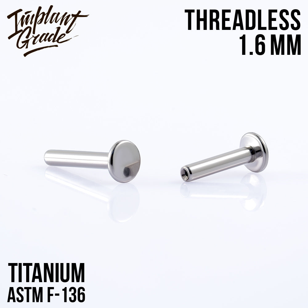 Threadless labret post 1.6 (14 G) base 4 mm