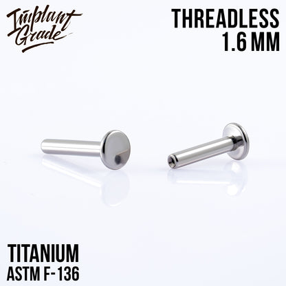 Threadless labret post 1.6 (14 G) base 4 mm