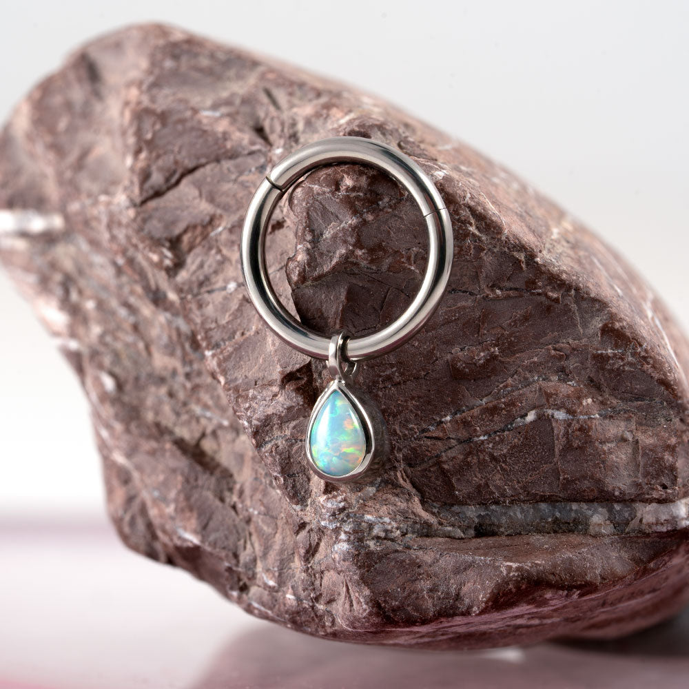 Drop Opal Hinged Segment Ring 1.2 (16 G)