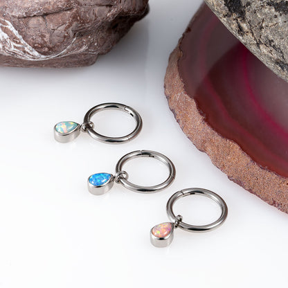 Drop Opal Hinged Segment Ring 1.2 (16 G)