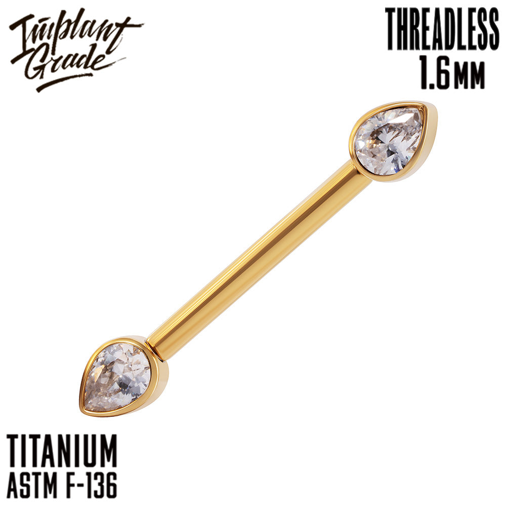 Threadless Gold Drop Nipple Bar 1.6 (14 G)
