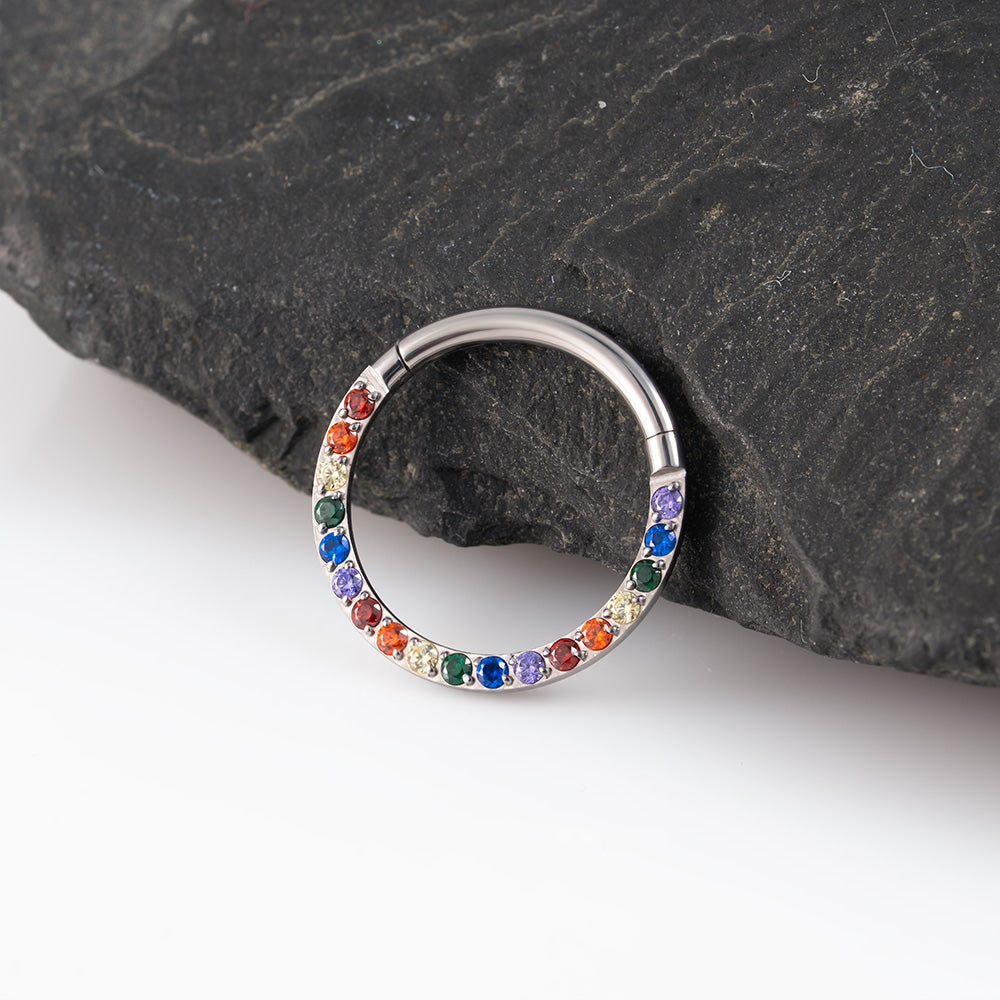 Side Rainbow Hinged Segment Ring 1.2 (16 G)