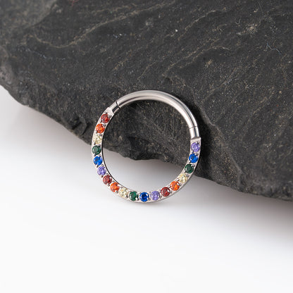 Side Rainbow Hinged Segment Ring 1.2 (16 G)