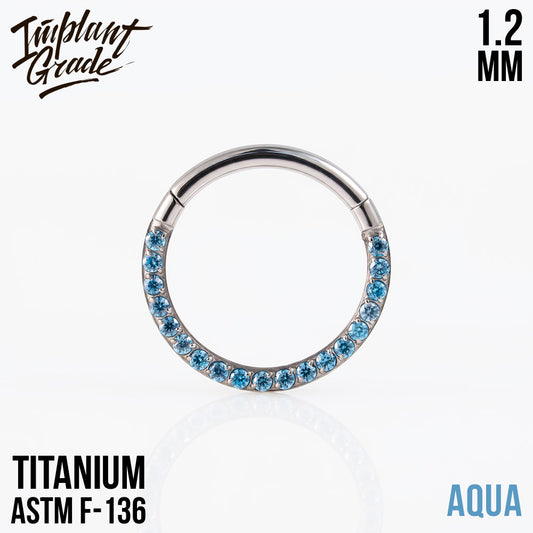 Side Aqua Hinged Segment Ring 1.2 (16 G)