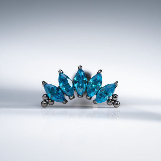 5 Stones Bead Marquise Blue Zircon Cluster 1.2